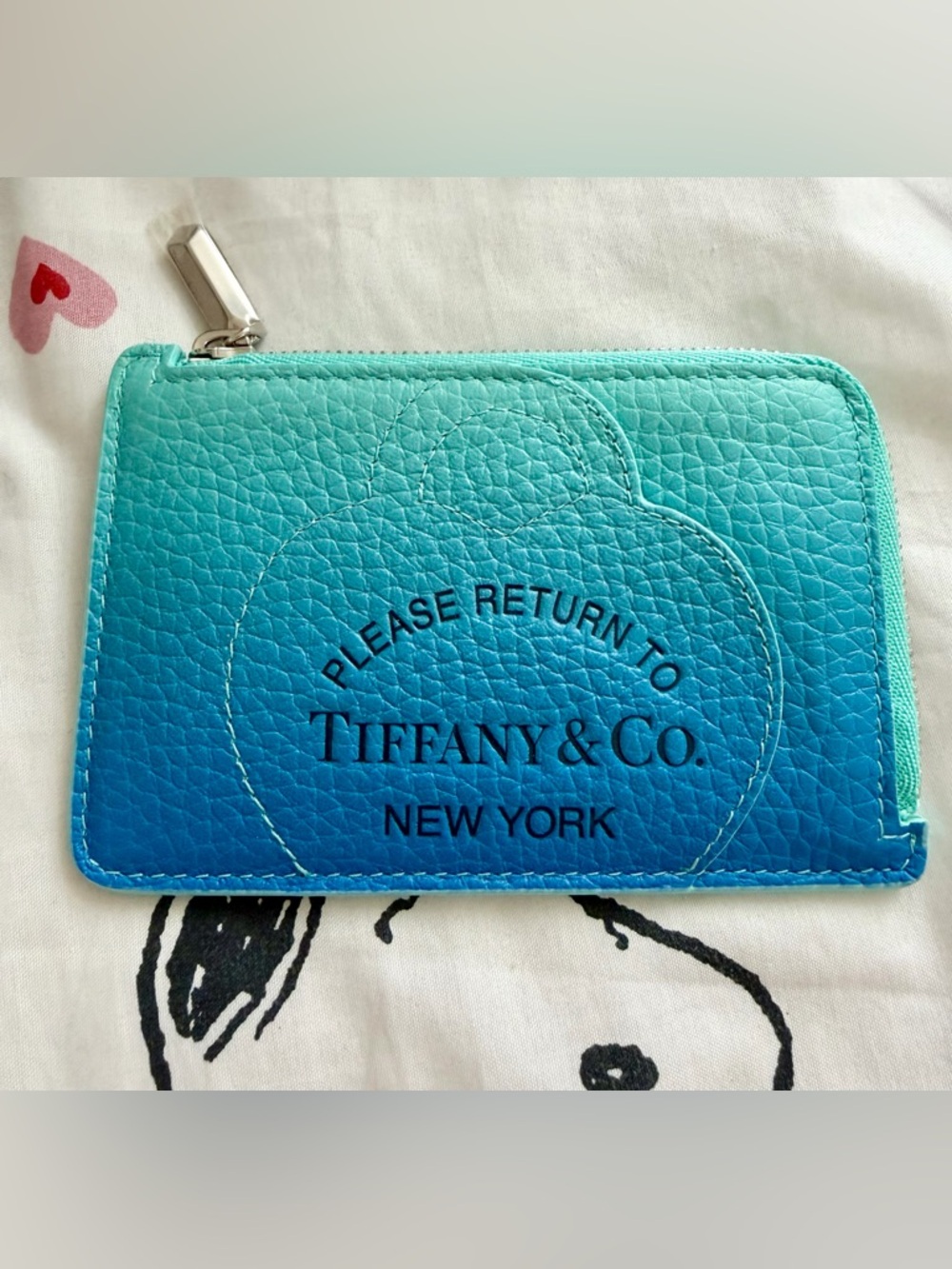 Tiffany & Co New Blue ombré Taurillon leather RTT ZIP cardholder